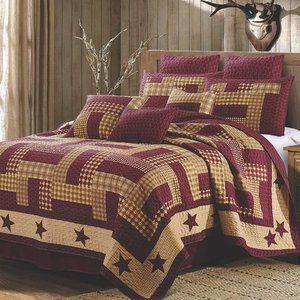 3 Piece Full/Queen Cabin Quilt Bedding Set - Homestead Red - Rustic Country